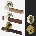 Middle ancient door handle French door handle 3d model