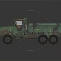Green Military Utility Truck With Rugged Cargo Bed And Off Road Roof Rack
