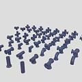 Black Industrial Pipe Fittings Various Types Connectors in Scattered Arrangement