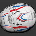 Silver Motorcycle Racing Helmet With Blue Red Stripes And Transparent Visor
