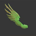Golden Astronautical Sculpture With Feather Shaped Wings For Cosmic Decor