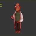 Cartoon Game Movie Character With Bald Head Glasses White Lab Coat And Green Outfit