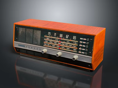 Vintage Wooden Case Radio With Classic FM Dial And Control Knobs Design 3d model