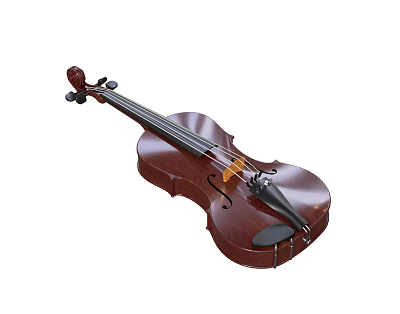 Handcrafted Wooden Violin Musical Instrument Featuring Classic Body And Fine Strings 3d model