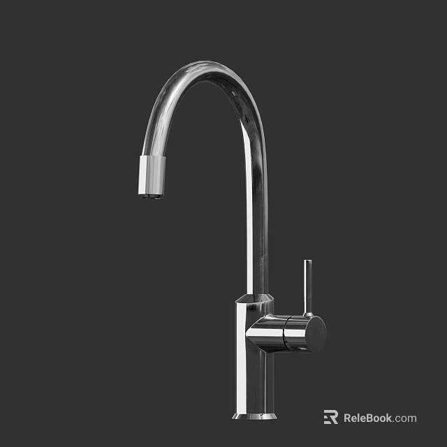 Modern Stainless Steel Kitchen Faucet With Curved Spout And Single Handle Design 3d model 