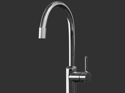 Modern Stainless Steel Kitchen Faucet With Curved Spout And Single Handle Design 3d model