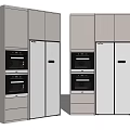 Modern Built in Refrigerator Freezer With Sleek Gray White Kitchen Cabinets