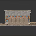 Ancient Egyptian Tomb Interior With Colorful Murals Wooden Floor Clay Jars And Stone Sarcophagus