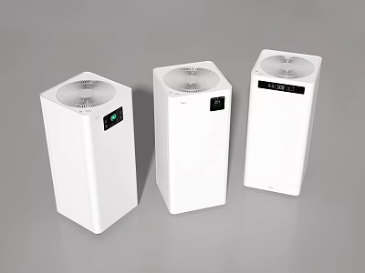 Modern White Air Purifiers With Digital Display Screens For Home Use 3d model