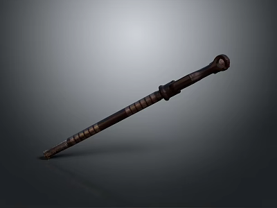 Long Dark Colored Stick Shaped Household Item Featuring Textured Surface Round Top And Pointed Bottom 3d model