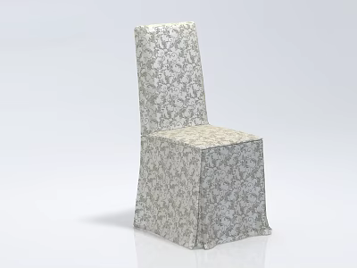 Elegant Chair With Beige And Gray Floral Patterned Cover Design 3d model