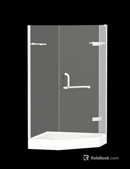 Modern Shower Sauna Room Interior With Glass Enclosure And Metal Handle 3d model 