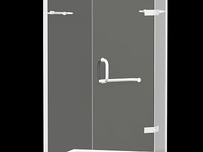 Modern Shower Sauna Room Interior With Glass Enclosure And Metal Handle 3d model