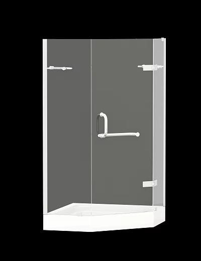 Modern Shower Sauna Room Interior With Glass Enclosure And Metal Handle 3d model