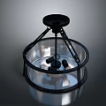 Modern Lighting Combination With Metal Frame Transparent Lampshade And Circular Pendant Design
