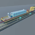 Mobile Fire Fighting Equipment With Yellow Platform Railway Track And Water Tanks