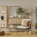 Scandinavian Living Room Interior With Wooden Chest Of Drawers Decorative Plants And Floor Lamp