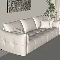 Modern Multiplayer Sofa Coffee Table Combination 3d model