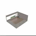 Modern Adjustable Office Desk With Table Lamp Monitor Notebook And Brown Chair