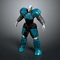 Robot Character With Blue And Black Armor Silver Details And Metallic 3D Design