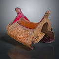 Traditional Carved Leather Horse Saddle Equestrian Sports Equipment With Red Brown Design