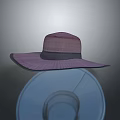 Purple Wide Brimmed Straw Hat With Dark Band Stylish Summer Fashion Accessory