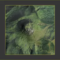 3D Topographic Model With Green Mountain Terrain White Summit And Orange Base