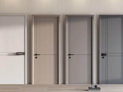 Minimalist Modern Swing Doors in Various Colors and Materials Displayed Side by Side 3d model