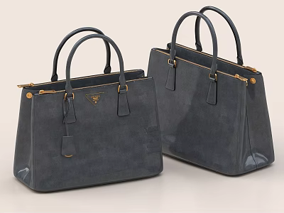 Navy Blue Leather Tote Bags With Double Handles And Gold Hardware Accents Design 3d model