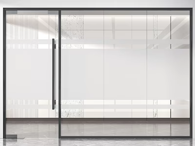 Modern Glass Sliding Door Partition For Interior With Transparent Panels And Sleek Black Frame 3d model
