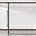 Modern Glass Sliding Door Partition For Interior With Transparent Panels And Sleek Black Frame