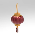 Traditional Red Lantern With Gold Decorative Details And Hanging Tassels