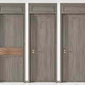 Elegant Wooden Swing Doors With Modern Design Gold Hardware And Patterns 3d model