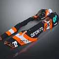 Custom Designed Racing Kart Body With Orange Black Graphics And Sponsor Logos