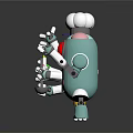Colorful Robots Featuring Chef Hat And Holding Items On Reflective Ground