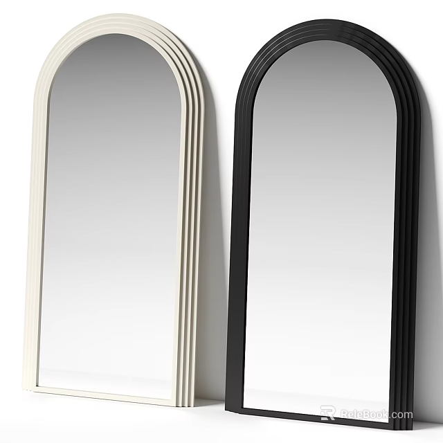Modern Arched Mirrors In Black And White With Minimalist Frame Design 3d model 