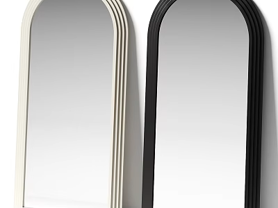 Modern Arched Mirrors In Black And White With Minimalist Frame Design 3d model