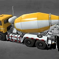 Yellow and White Concrete Mixer Truck With Mixer Drum And Ladder