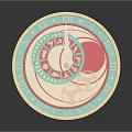 Decorative Clock with Roman Numerals Turquoise Pink Beige Circular Design and Gears