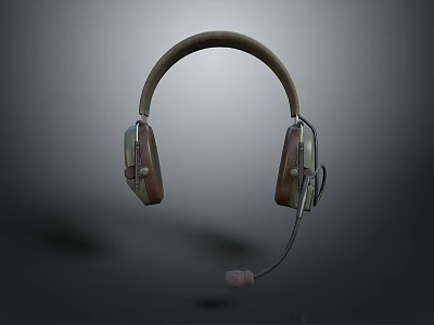Over Ear Headphones with Microphone Wooden Ear Cups and Adjustable Metal Headband 3d model