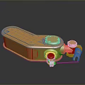 Golden Metallic Industrial Equipment with Smooth Surface Knobs and Mechanical Connecting Parts