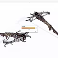 Two Intricately Designed Crossbow Weapons Featuring Metal Frames Wooden Handles And Decorative Engravings