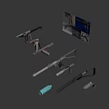 Various Types of Metal Weapons Featuring Barrels Handles and Unique Structural Designs