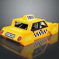 Yellow Pixelated Blocky Minecraft Taxi With Checkerboard Design And TAXI Sign