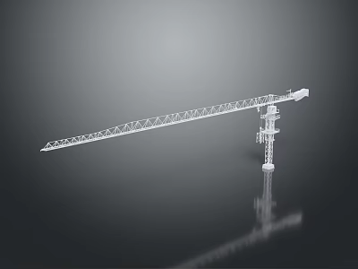White Tower Crane Wireframe Design With Gray Background And Reflection 3d model
