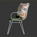 Stylish Outdoor Chair With White Metal Frame Green Cushion And Colorful Patterned Pillow