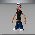 3D Cartoon Character Wearing White Cap Black T-shirt Blue Pants White Shoes On Dark Background