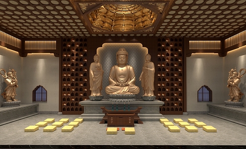 Chinese-style Buddha Hall Public Space Buddha Hall 3d model