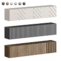 Modern Storage Cabinets With Herringbone Pattern Vertical Slats And Wood Grain Finish 3d model