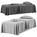 Medical Equipment Physiotherapy Treatment Bed with Gray Sheets Towels Pillow and Tray for Rehabilitation